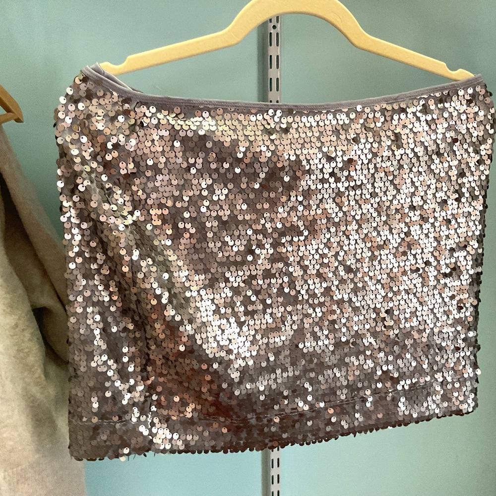 Silver sequin express skirt size medium